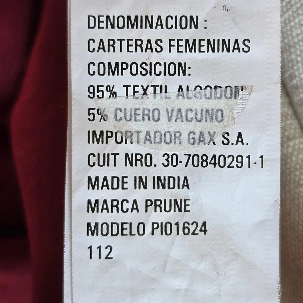 Prüne Woven Southwestern Geometric Tote Bag Cream Red Leather Straps Large
